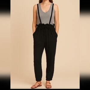 ULLA Johnson high waist suspenders overall  romper jumpsuit black size 6